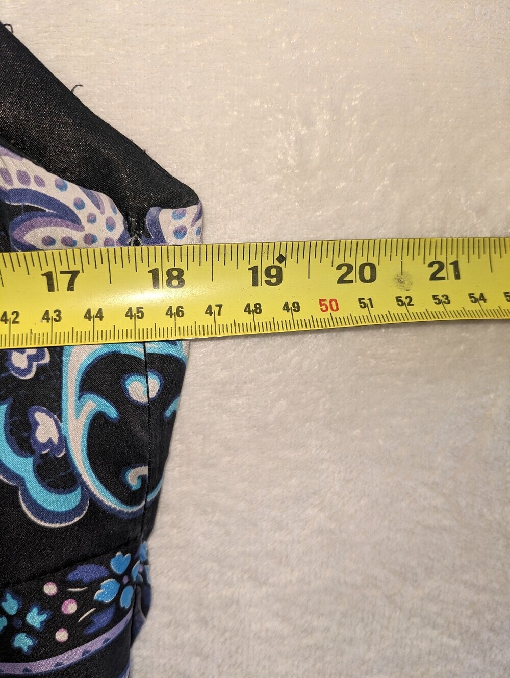 ECI Black V-Neck Midi Dress with Blue & Purple Floral Border Silk Blend Size12 - Picture 10 of 12